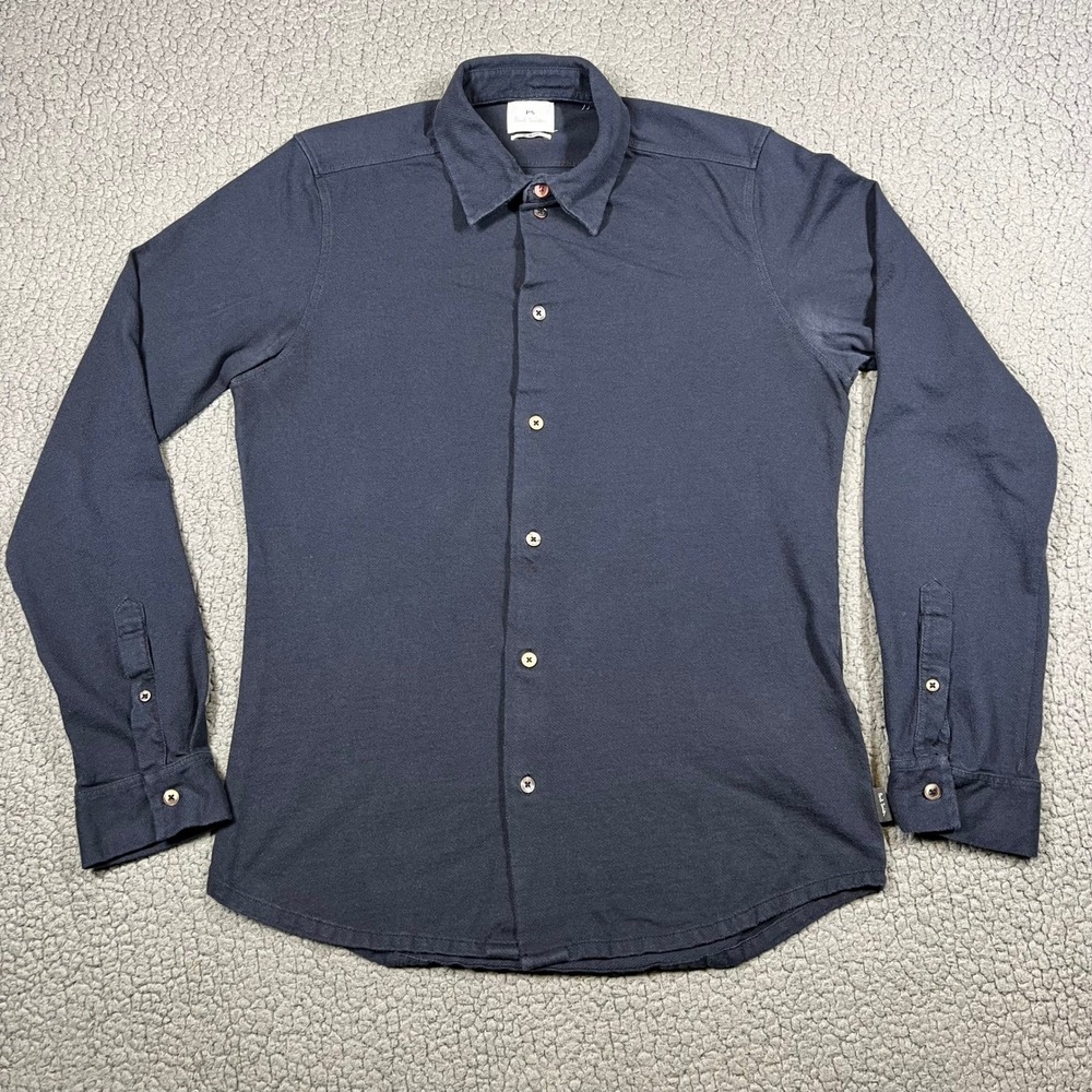 PS Paul Smith Slim Fit Long Sleeve Button Up Shirt Navy‎ Blue Mens Size S Jersey